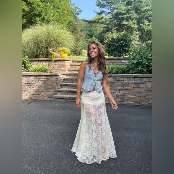 Free People Beat of the Moment Maxi Skirt - Ivory - 4 - NWT - Picture 2 of 5